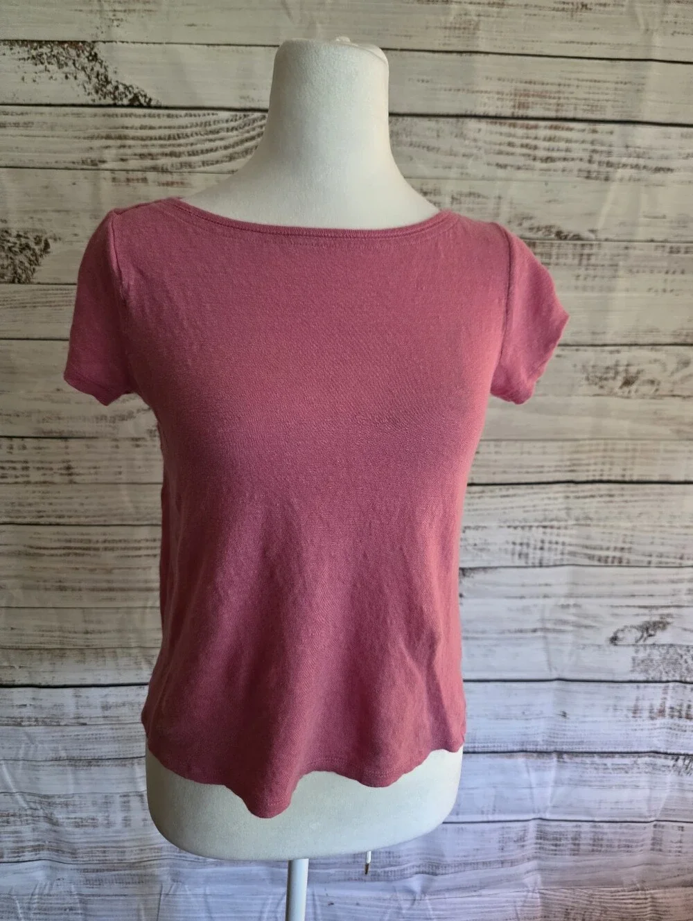 J. Jill 100% Linen Pink Short-Sleeve Tee Everyday Essential Size Exra Small